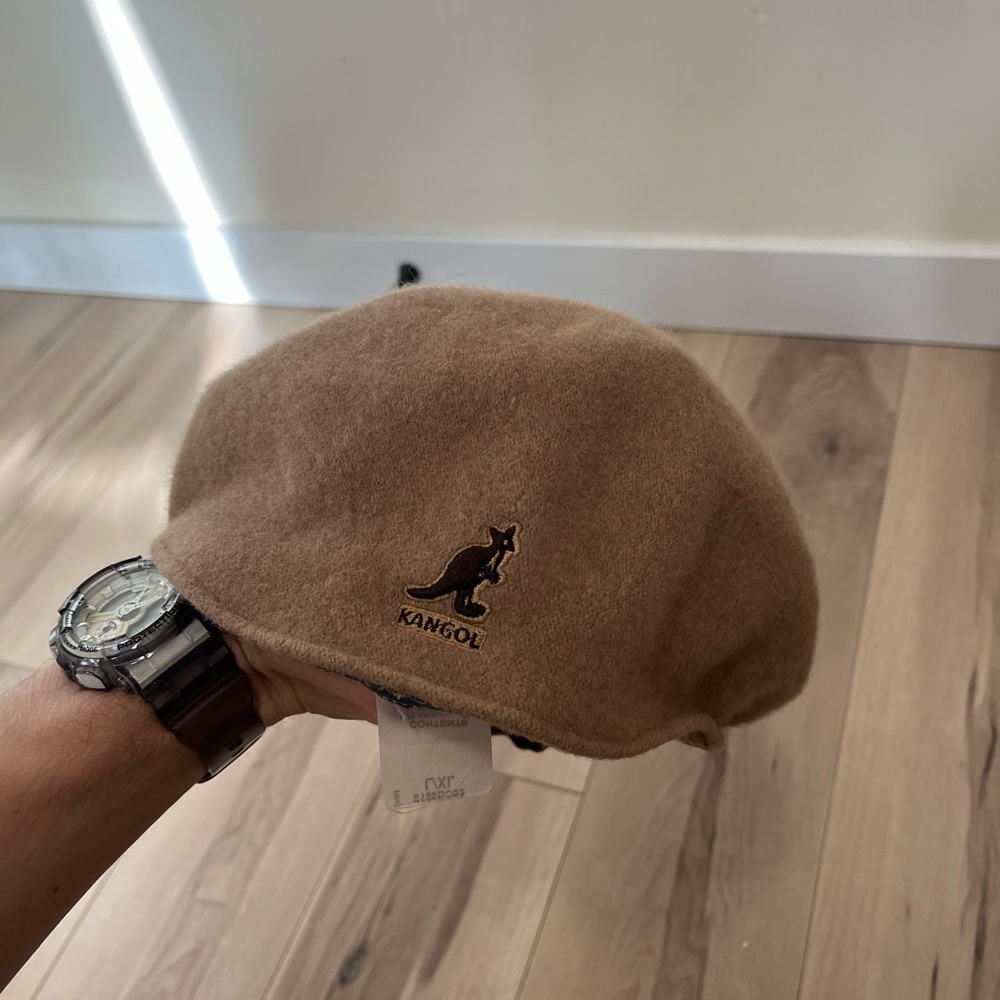 Vintage KANGOL Great Britian 100% Wool Cabbie Newsboy Flat Cap Size Xl Camel